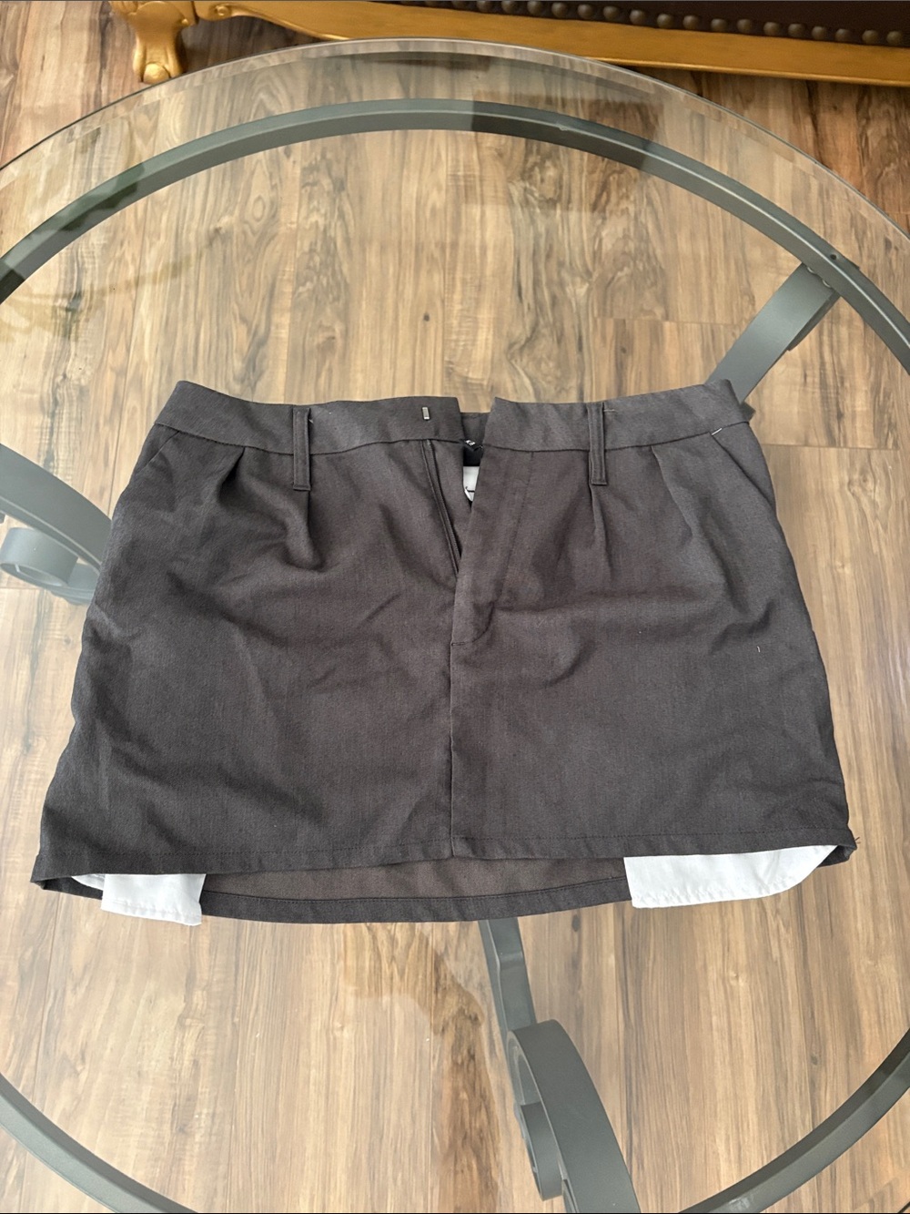 Divided Black Mini Skirt with Subtle Pleats
